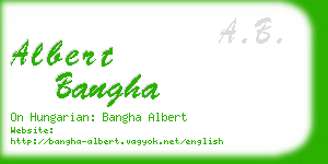 albert bangha business card